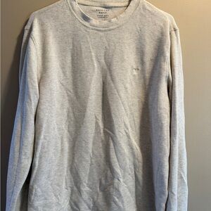 American Eagle Outfitters Light Gray Waffle-Knit Long Sleeve Shirt
